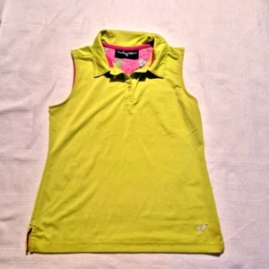 Turtles and Tees girls size Medium collared sleeveless top, lime, has 1 pic mark - Picture 1 of 7