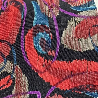 VTG 80s UNGARO Paris Made in Italy Abstract Vibrant Colorful Swirl Silk Tie - Image 1 of 4