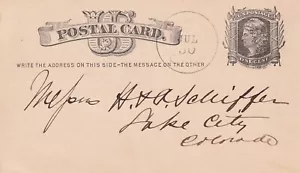 OBJECTSYOULOVE 1879 ALAMOSA CO to LAKE CITY Postcard One Cent Schiffer USA - Picture 1 of 2