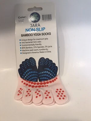 Pink Jara Bamboo Yoga Socks Full Toe Non Slip, No Show, S-M Control/Balance 2-pk - Image 1 of 4