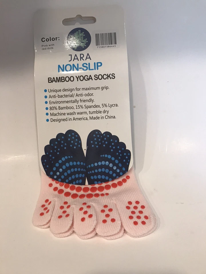 Розовый Jara бамбука йога носки полный носок нескользящий, не показать, S-M управления/баланс 2-pk - Изображение 1 из 4
