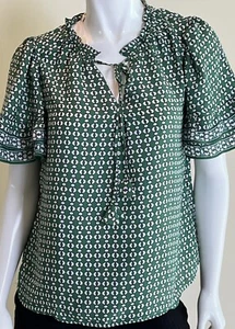$78 Max Studio Womens Top Sz M Blouse Shirt White Green (B.01) - Picture 1 of 6
