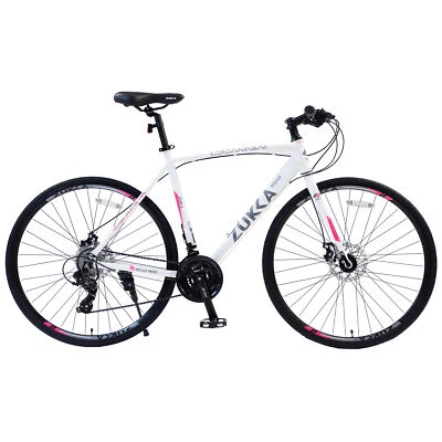 Bicicleta híbrida de 24 velocidades freno de disco 700C bicicleta de carretera para hombres mujeres bicicleta de ciudad blanca Foto 1 de 4