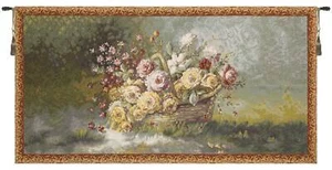 Basket of Flowers 27x51 in Jacquard Woven Decorative Wall Tapestry NEW - Picture 1 of 4