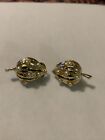 Vintage Jewelry Gold Toned Leaf Shape Faux Pearls Clip On Earrings Local Estate