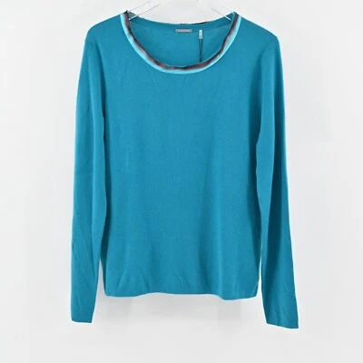 ELIE TAHARI Sweater Womens Sz XL Ruella Aruba Blue Knit Cashmere Silk Blend NEW - Image 1 of 4