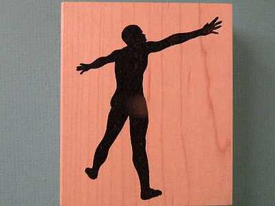 Силуэт обнаженного мужчины, вытянутые руки заднего вида ШТАМП FRANCISCO резиновый штамп - Изображение 1 из 2