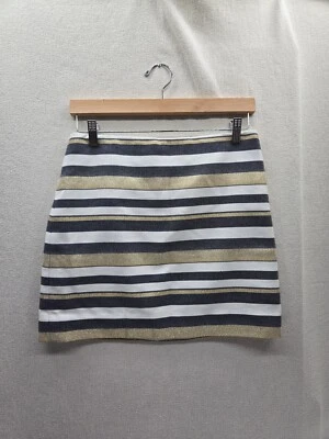 Новый с Ярлыками J. Crew женщин в полоску золото блестящий металлический в полоску мини $75 юбка с подкладкой размер 4 - Изображение 1 из 4
