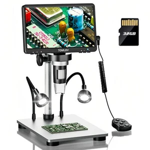 TOMLOV 7'' 1200x Digitalmikroskop für Reparaturen,1080P USB-Ausgang 32G Speicher - Bild 1 von 9