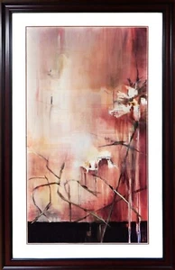 Framed Fine Art Print of Abstract Painting, 27"x43" Dark Brown Wooden Frame - Picture 1 of 1