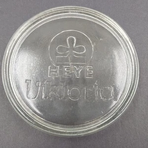 Tarro de vidrio alemán Heye Viktoria con tapa de impresión de anuncio cubierta de olla coleccionable de colección - Imagen 1 de 6
