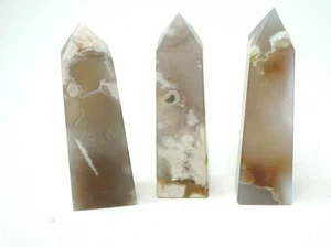 Lote de 3 Obelisco Cristal Cuarzo Punta Torre Ágata Flor Natural Curación 256g - Imagen 1 de 7