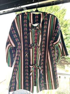 Новый винтажный 70-х ретро Sears JR базар кардиган/куртка бабочка полоски богемное хиппи - Изображение 1 из 4