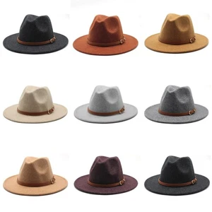 Elegant Formal Hat Men Women Wide Brim Jazz Cap Party Prom Wool Hat Adult - Picture 1 of 18