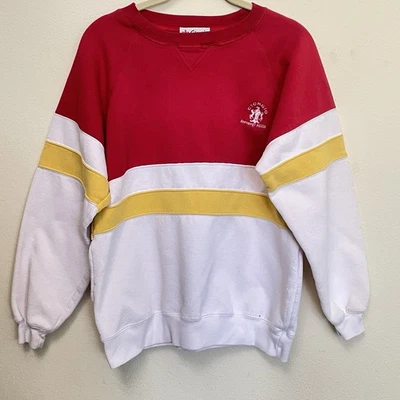 Винтажный свитшот 90-х Giorgio Beverly Hills цветной блок средний вырез лодочкой - Изображение 1 из 4