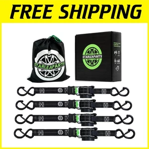 Black Ratchet Straps for Motorcycle, Truck 4PK - Picture 1 of 9