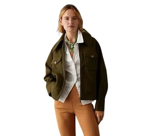 Avec Les Filles Women's Small Military Style Double Knit Shirt Jacket Army Green - Picture 1 of 11