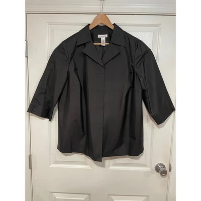 Chaqueta Blazer ELiSABETH Mujer 16 100% Seda Manga 3/4 Botón Frontal Negra Topper Foto 1 de 4