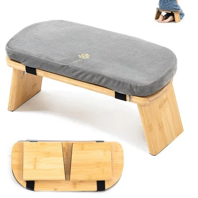 Meditation Bench, Bamboo Meditation Stool, Folding Kneeling Meditation Bench, - Image 1 of 4