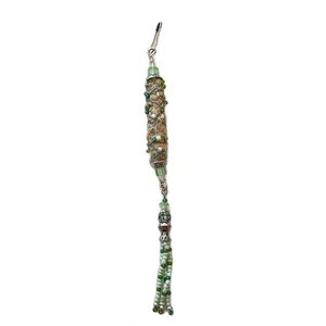 Giornale spazzatura nappa fatto in casa boho pendente ornamento perline filo tessuto lt verde 001 - Foto 1 di 2