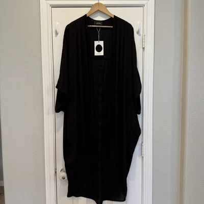 全新带标签迷你雪纺和服女式均码黑色透明掸子哥特垃圾盖 — 第 1/4 张图片