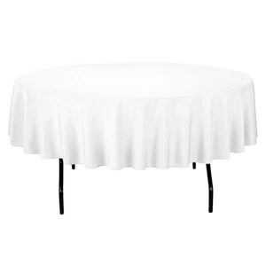 5 pc 70" Round Polyester Tablecloth Fabric Linen Cloth Dinner Wedding Banque - Picture 1 of 11