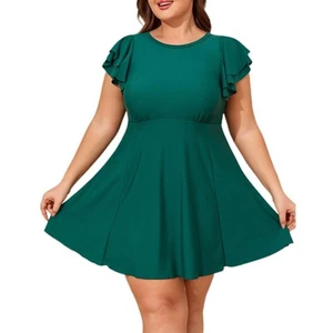 Plus Size Swimsuit for Women One Piece Swim Dress Tummy Control Swim Suit Ruf... - Bild 1 von 6