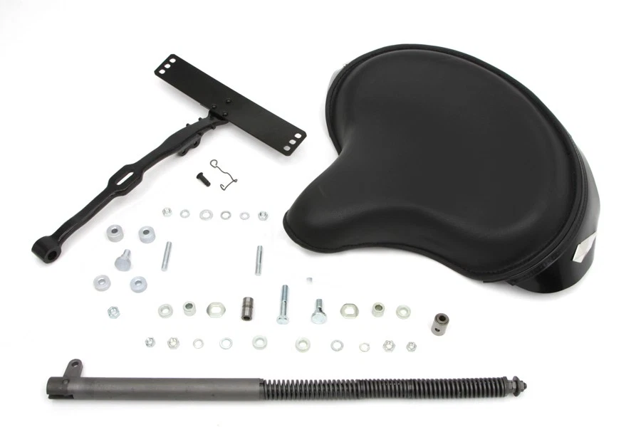 Black Leather Deluxe Solo Seat Kit fits Harley Davidson - Image 1 of 4