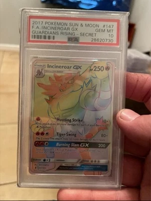 2017 POKEMON SUN & MOON GUARDIANS RISING SECRET FULL ART/INCINEROAR GX PSA 10 - Image 1 of 2