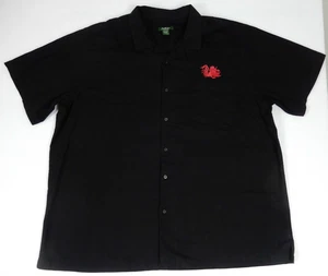 David Taylor Black Shirt Embroidered Gryphon Linen Button Down Mens 3XLT - Picture 1 of 8