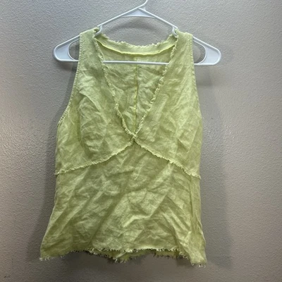 Camiseta sin mangas vintage Y2k Babydoll para mujer cuello en V 100 % lino minimalista silenciosa de lujo Foto 1 de 4