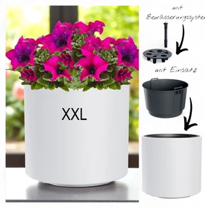 Blumenkübel Blumentopf mit Bewässerungssystem Einsatz Rund MATT | Weiß| XXL - Bild 1 von 4