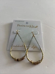 Periwinkle By Barlow Earrings Dangle Teardrop Brown Beaded Boho 2 Inch Drop New - Picture 1 of 4