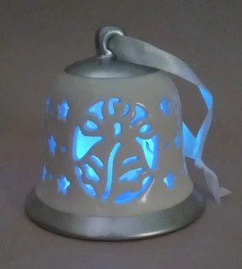 Light Up Christmas Bell. White & Silver. 3.5" Tall. Color Changing - Picture 1 of 8