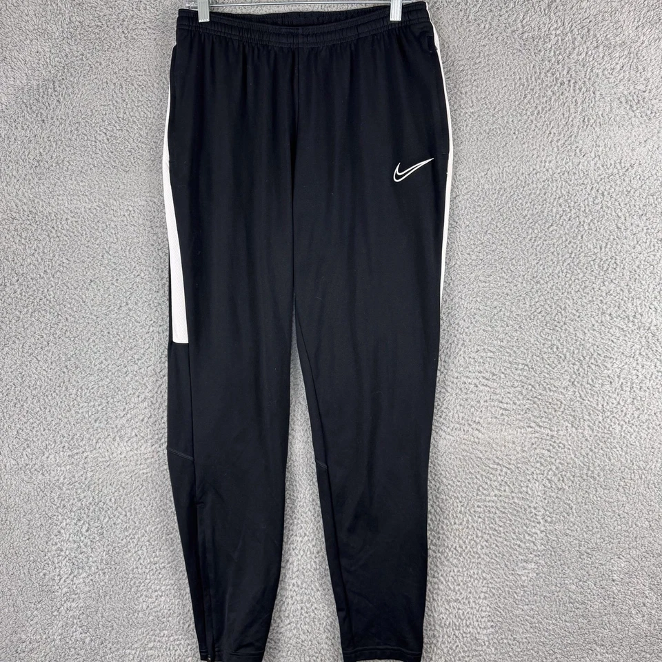 Nike Dri-FIT Track Pants Mens Medium Black White Athletic Joggers Zip Pockets - Image 1 of 4