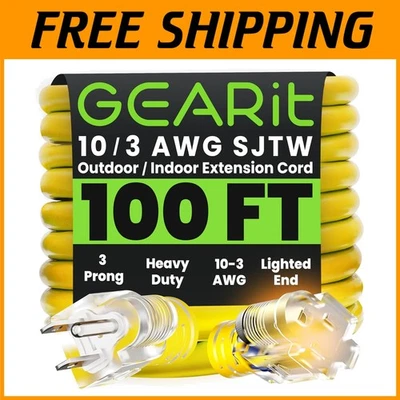 All-Weather 10 AWG 3 Prong Plug Extension Cord, 100 Ft - Image 1 of 4