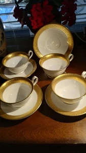 four royal crown derby st george cups and saucers - Picture 1 of 3