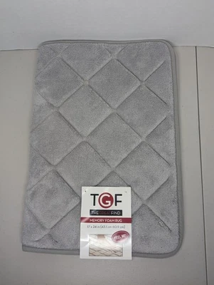 TGF The Great Find Memory Foam Rug Gray 17" X 24" Rubber Back - Image 1 of 4