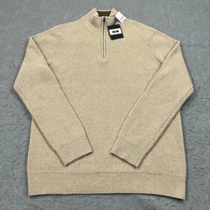 NUEVO Suéter Joseph Abboud Para Hombre Grande Beige Lana Calce Moderno Cuarto Cremallera Pullover - Imagen 1 de 11