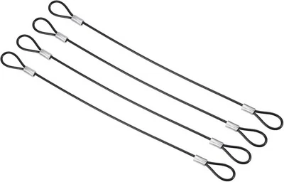 8" Safety Cable Lock 4-Pack Stainless Steel 2mm Wire Rope Double Loop Black      - Image 1 of 4