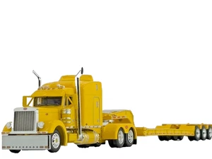 1/64 DCP YELLOW PETERBILT 379 W/ 63" MID ROOF SLEEPER & TALBERT LOWBOY - Picture 1 of 7