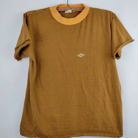 Vintage Oklahoma State OSU Shirt Large Yellow Striped Dittos Allen A 70s Cover