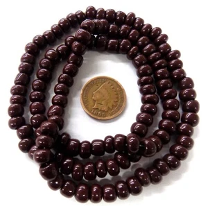 Strand Old Super Dark Mahogany Small Crow African Trade Beads T2362 - Picture 1 of 1