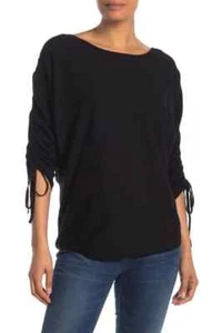 Max Studio Women's Ruche Sleeve Knit Sweater Black Size Small NWT - Picture 1 of 2