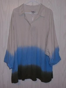 Rachel Comey Dip Dye Top Button Down Blouse Multi-color Ombre Collared  1X  NWT - Picture 1 of 9
