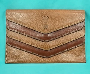 100% Authentic Vintage Stunning Rolex Brown Leather Wallet Card Holder - Picture 1 of 9