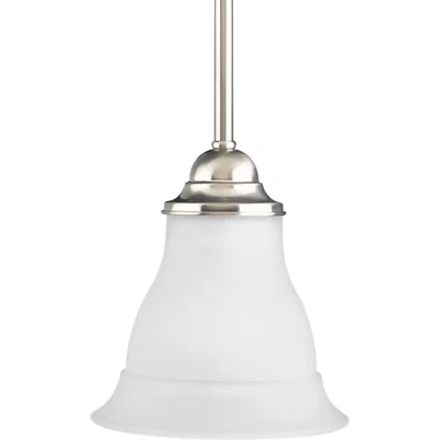 Progress Lighting, Brushed Nickel Dimmable Mini Etched Glass Bell Pendant - Image 1 of 4