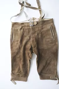 Lederhose sämisch Elch/Hirschleder Kniebund Top Zustand Säckler Handarbeit Gr.56 - Bild 1 von 7