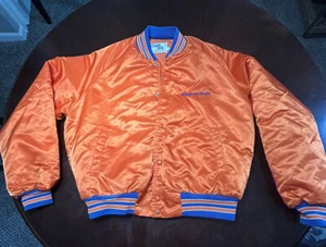 Vtg Snap On Tools Satin Bomber Jacket Orange Chalk Line Made in USA Size Large - Picture 1 of 10