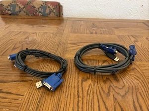 5ft KVM Switch Cable - USB VGA Wire Cord Plug 3-in-1 Monitor Keyboard Mouse PC - Picture 1 of 5